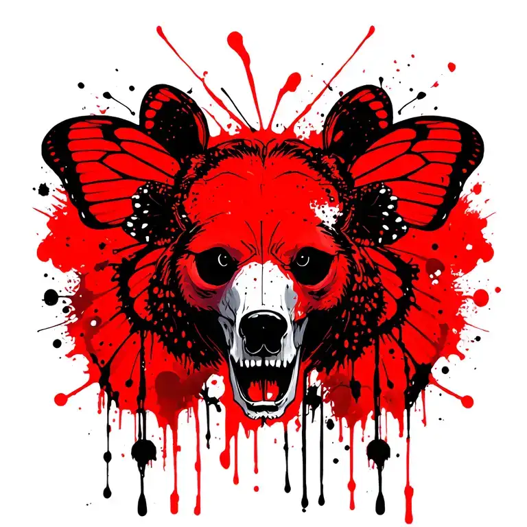 Bear Skull With Butterfly Wings