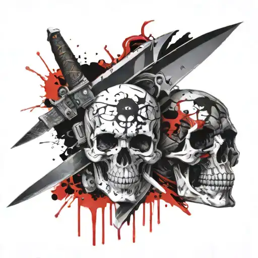 Skull And Knife Crossed