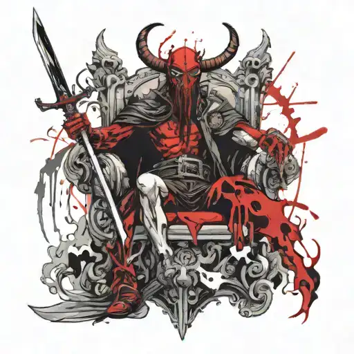 Satan Is On The Throne Holding A Sword