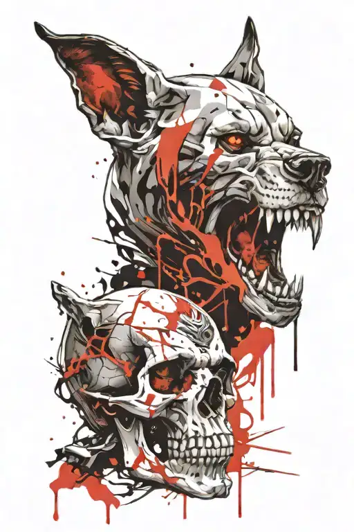 Skull And Wolf Head