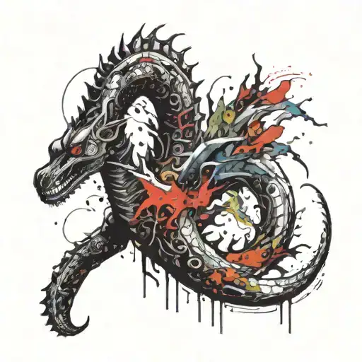 Lochness Monster With Colourful Water