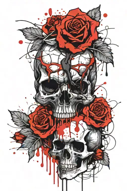Skull And Roses With Blood Dripping