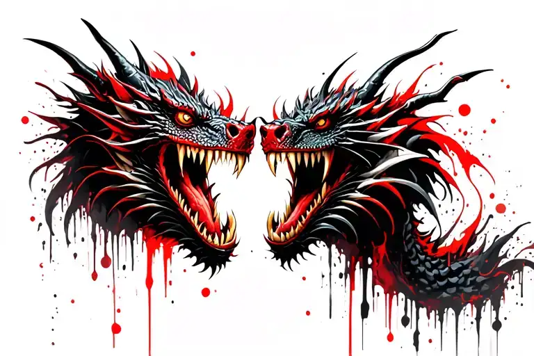 Two Dragons Heads Chewing A Ring Finger