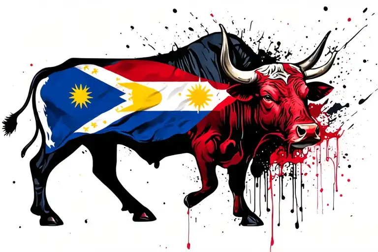 Bull With Phillipine Flag In His Mouth