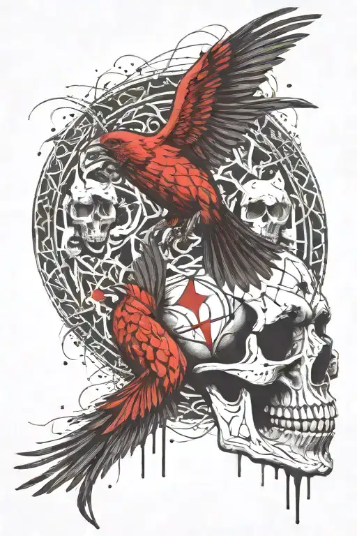 Human Skull Raven Celtic Simple