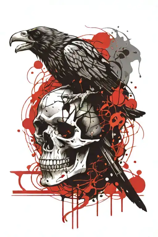 Human Skull Raven Celtic Simple
