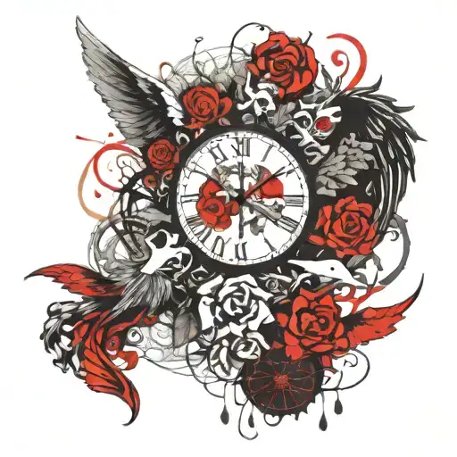 Satan Angel Good And Evil Time Scales Flowers