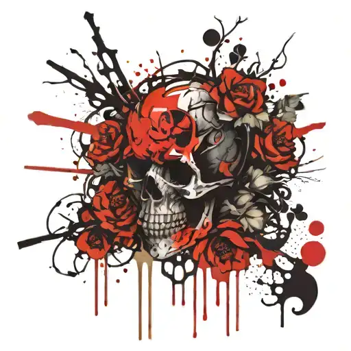 Demon Time Flowers Skulls Blood
