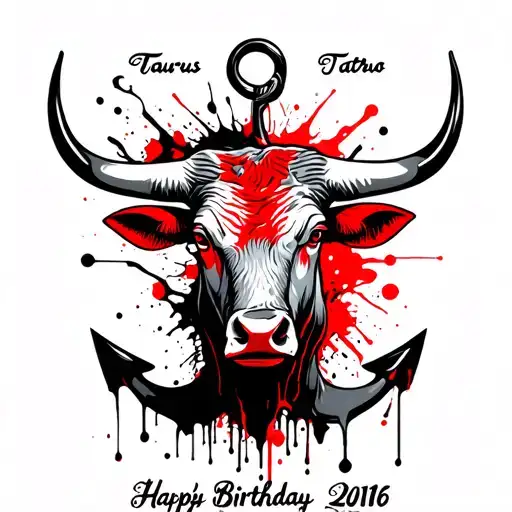 Taurus Bull And Birthday Date And Anchor Surrounded