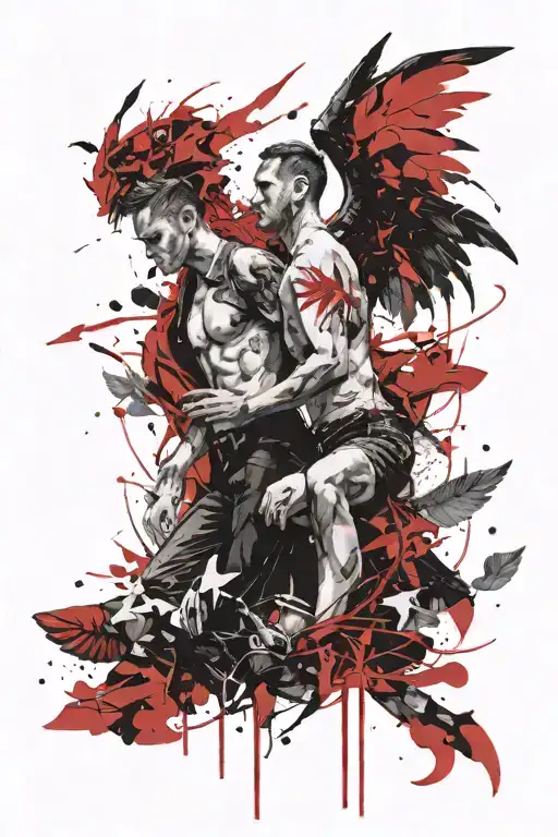 The Struggle Of Good And Evil In The Form Of Two Men With Wings