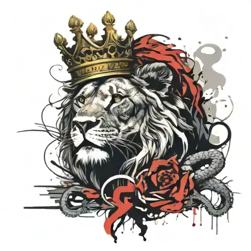 Lion With Crown And Snake Intertwined