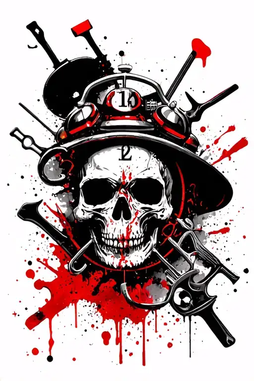 Skull Fireman Tools As Clock
