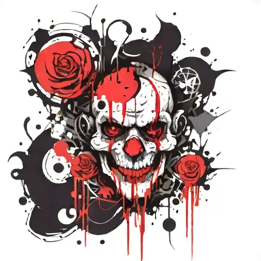 Clown Skull Shadow Blood Moon Blackness