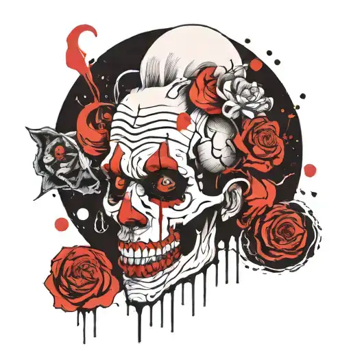 Clown Skull Shadow Blood Moon Blackness