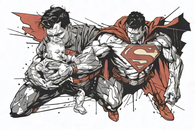 Super Man Holding A Baby