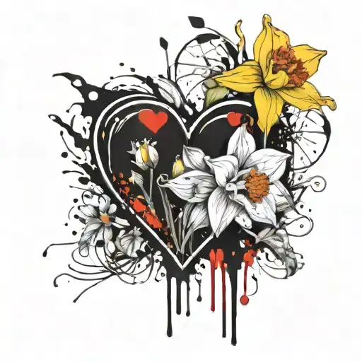 Daffodil Inside Love Heart