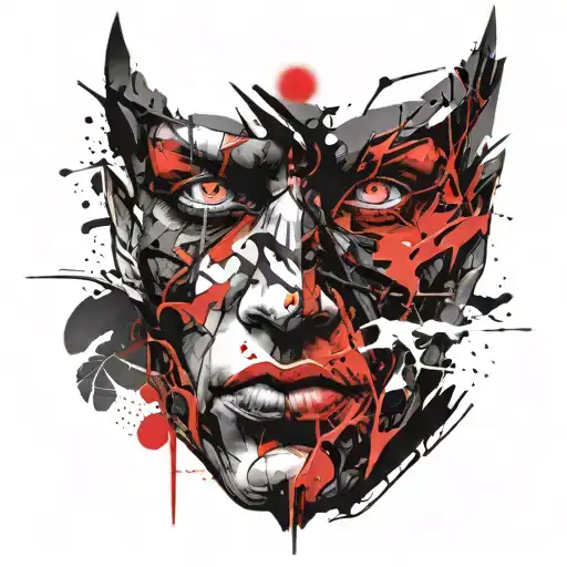 A Demon Peeks Out Of A Human Face