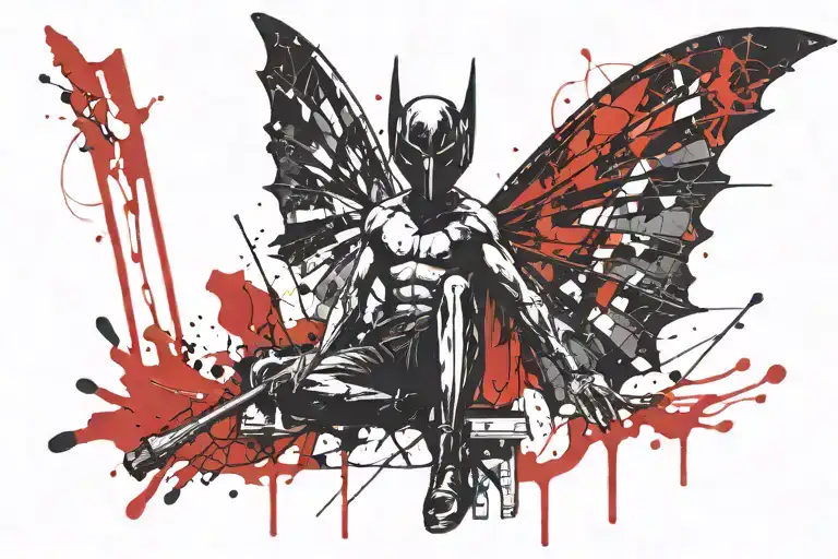 Stickman With Bat Wing Spread