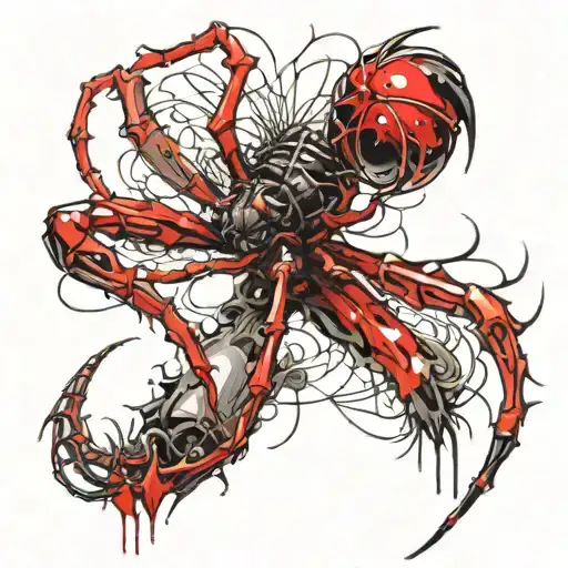 Neck Tattoo Of Spider Lilly And Centipede