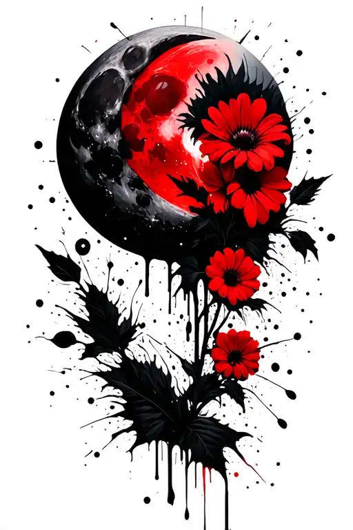 Moon And Flower Intertwined