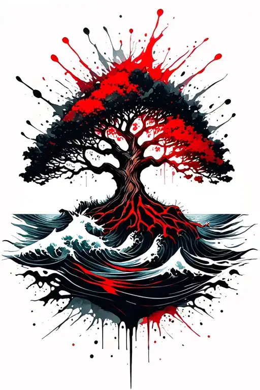 Tree Of Life In The Ocean Waves