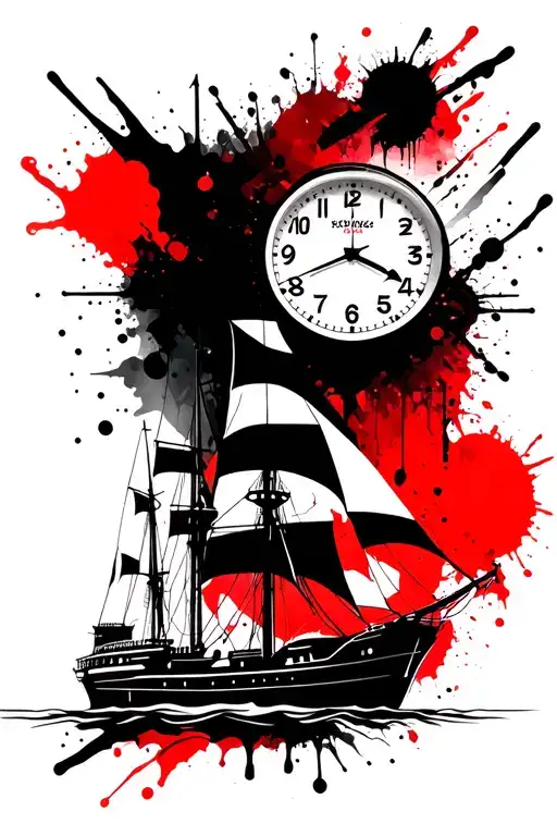 Sailboat And Clock And On The Back