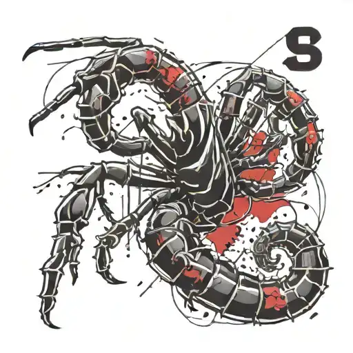 Scorpion With Myrah Written Underneath There