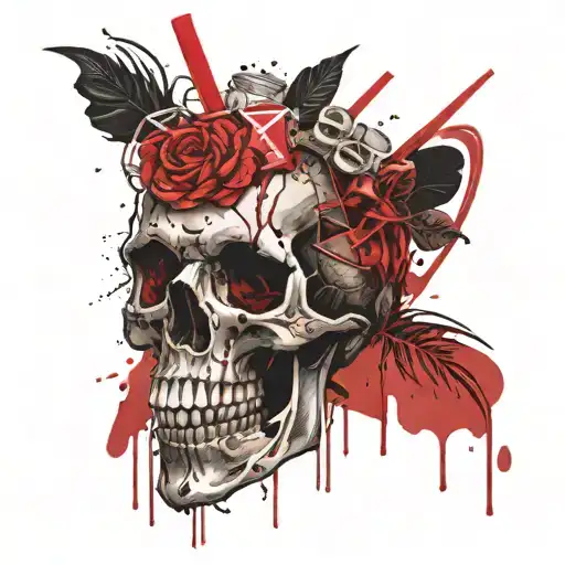 Cocktail With Skull Flowting