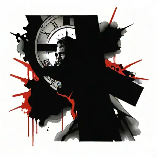 Jesus Cross With Stop Watch With Time Will Tell As The Numbers