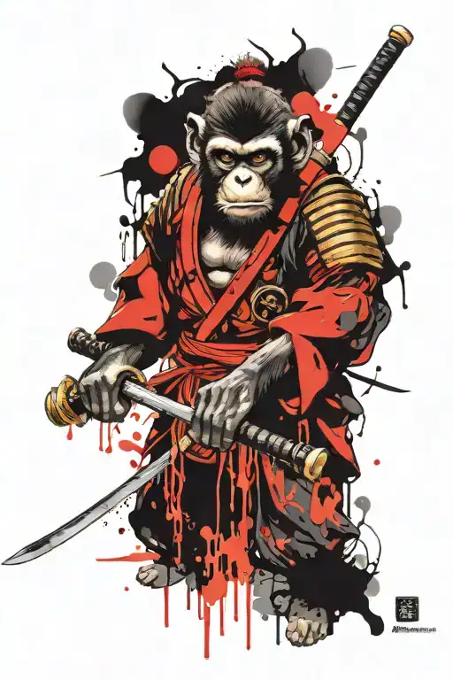 Monkey Samurai Warrior