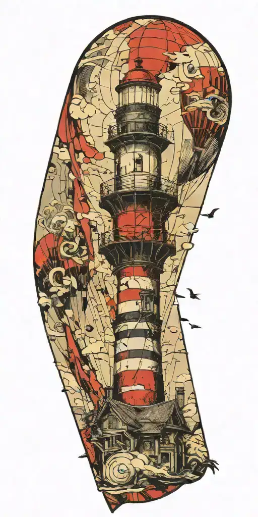 Lighthouse Hot Air Balloon Being Destroyed In A Tornado