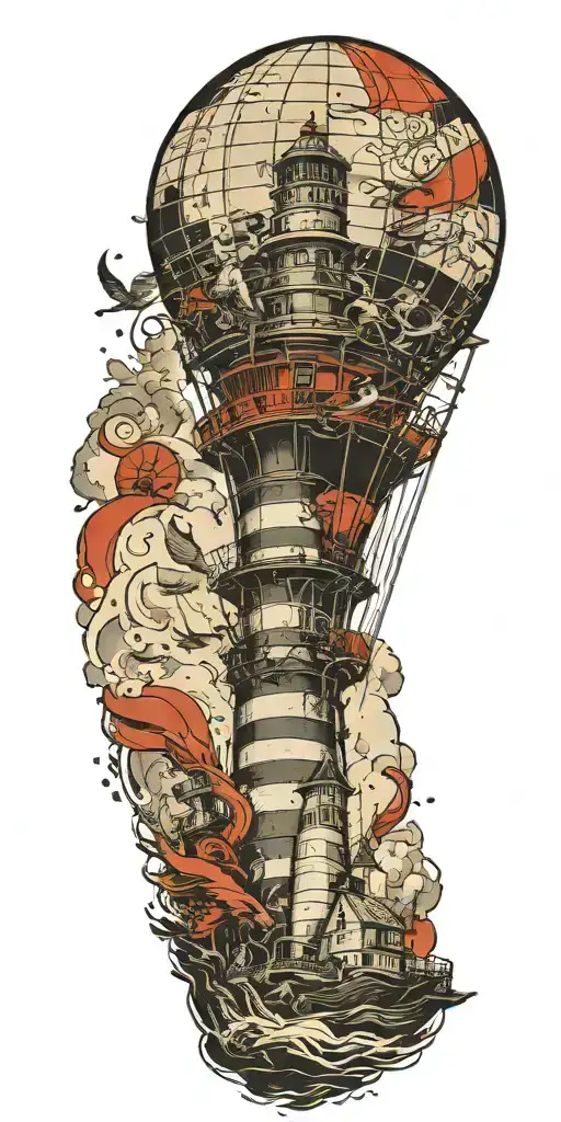 Lighthouse Hot Air Balloon Never Give Up In A Tornado