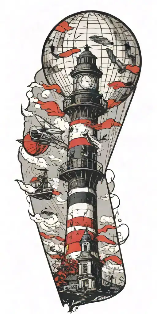 Lighthouse Hot Air Balloon Never Give Up In A Tornado