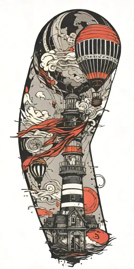 Lighthouse Hot Air Balloon Never Give Up In A Tornado