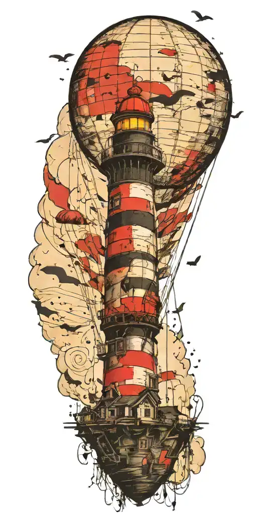 Lighthouse Hot Air Balloon Never Give Up In A Tornado