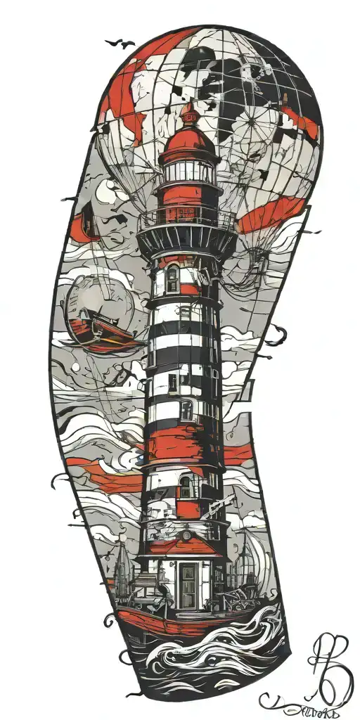 Lighthouse Hot Air Balloon Never Give Up In A Tornado