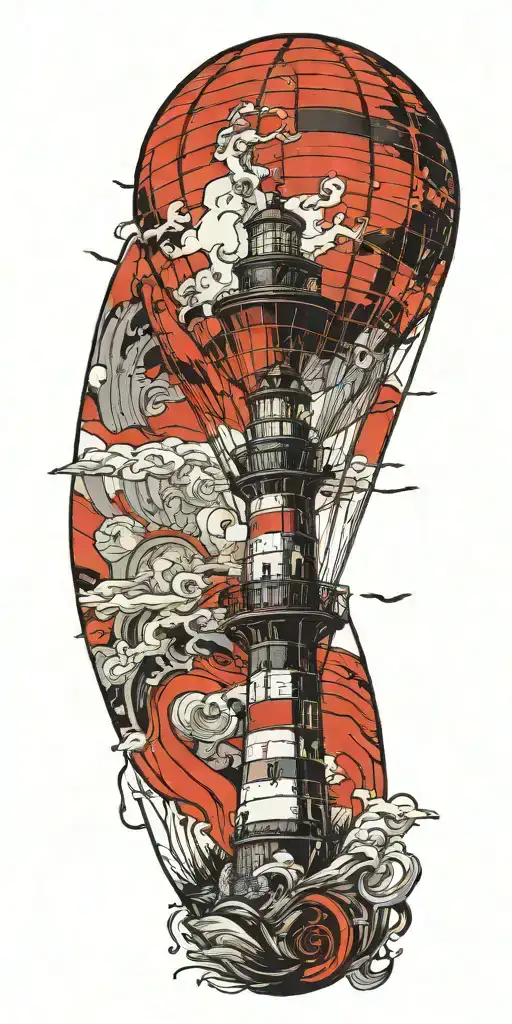 Lighthouse Hot Air Balloon Never Give Up In A Tornado