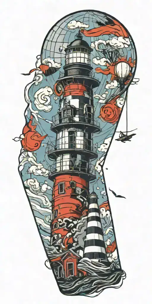 Lighthouse Hot Air Balloon Never Give Up In A Tornado