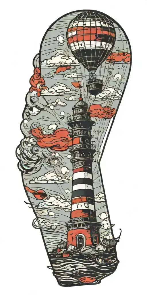 Lighthouse Hot Air Balloon Never Give Up In A Tornado