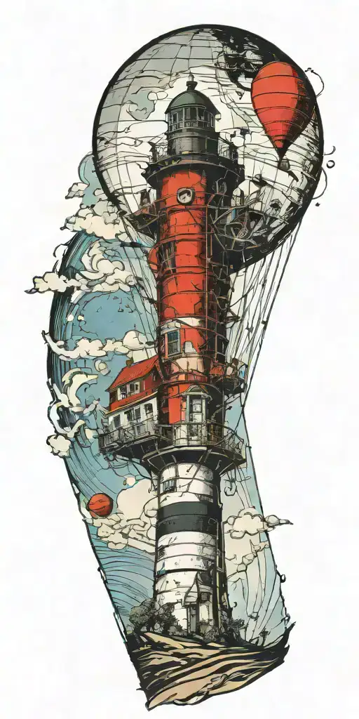 Lighthouse Hot Air Balloon Never Give Up In A Tornado