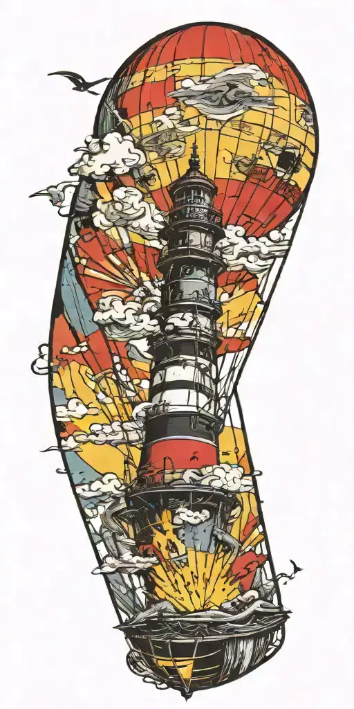 Lighthouse Hot Air Balloon Never Give Up In A Tornado