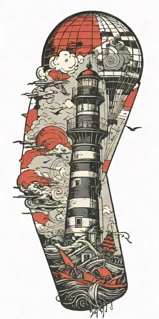 Lighthouse Hot Air Balloon Never Give Up In A Tornado
