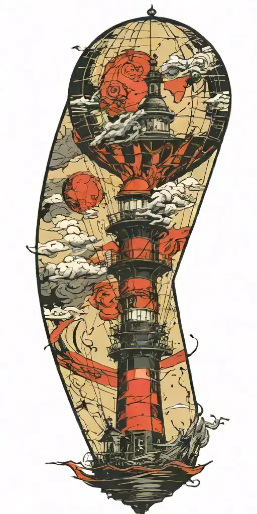 Lighthouse Hot Air Balloon Never Give Up In A Tornado