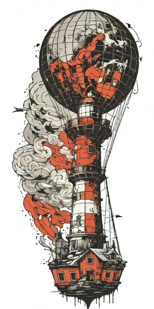 Lighthouse Hot Air Balloon Never Give Up In A Tornado