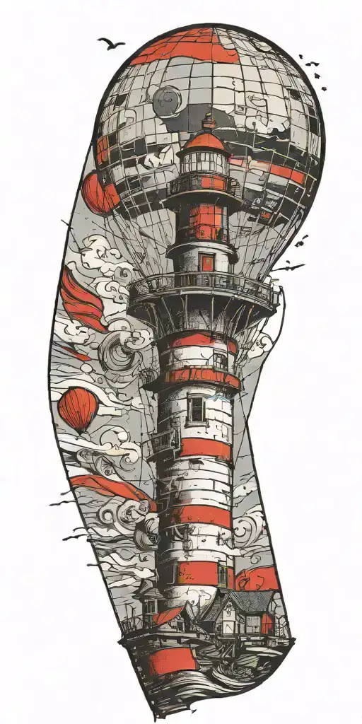 Lighthouse Hot Air Balloon Never Give Up In A Tornado