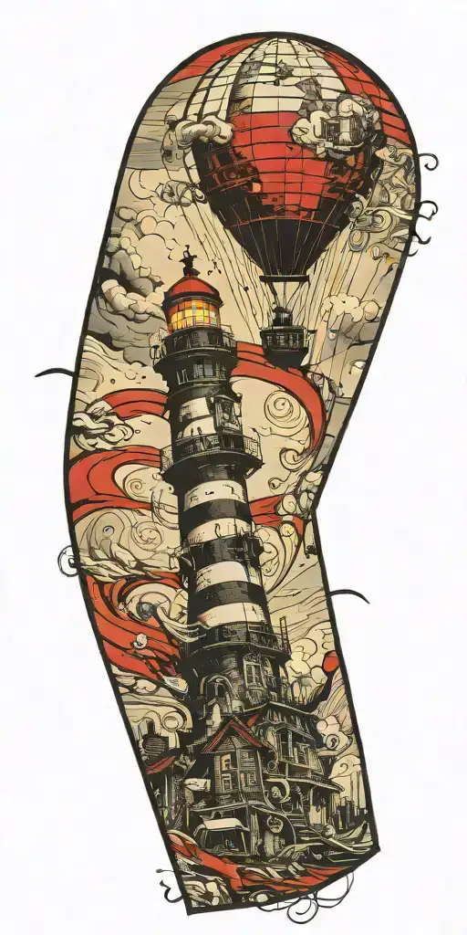 Lighthouse Hot Air Balloon Never Give Up In A Tornado