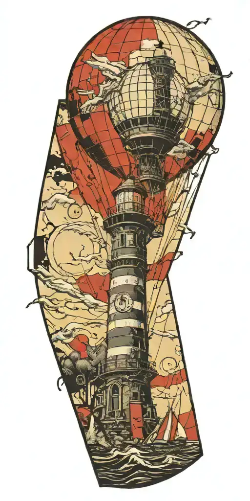 Lighthouse Hot Air Balloon Never Give Up In A Tornado