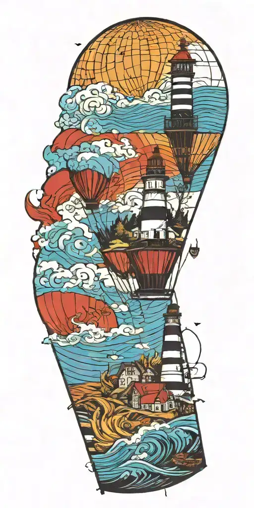 Lighthouse Hot Air Balloon Never Give Up In A Tornado