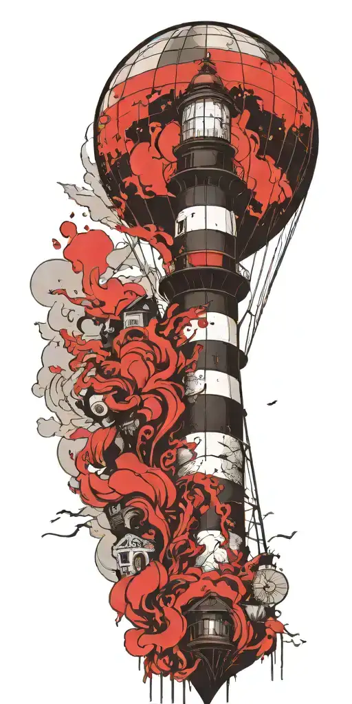 Lighthouse Hot Air Balloon Never Give Up In A Tornado