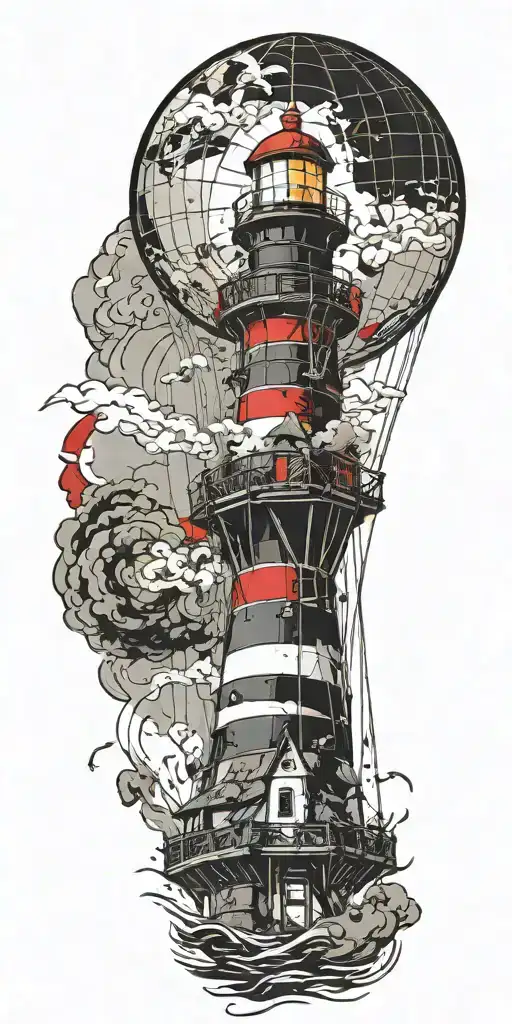 Lighthouse Hot Air Balloon Never Give Up In A Tornado